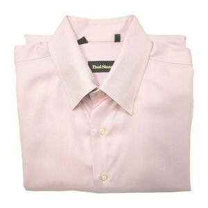 Paul Stuart Mens Pink Dress Shirt Size L 100% Cotton Made in Canada Classic
